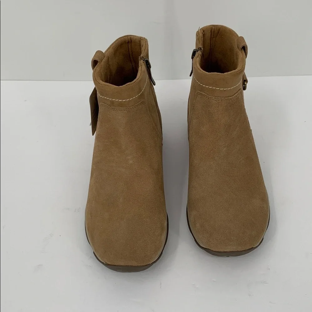 Easy Spirit Elton ankle boot taupe tan brown shoe zipper water resistant new 9